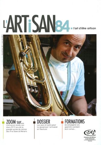 Une du magazine L'Artisan 84 Portrait corporate d'un artisan pour la une du magazine de la chambre des métiers et de l'artisanat, L'artisan 84